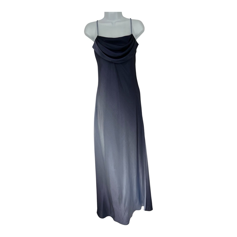 Vintage 90s Onyx Nite Smoky Purple Cowl Neck Maxi Slip Dress Size 6 USA Hoco Y2K